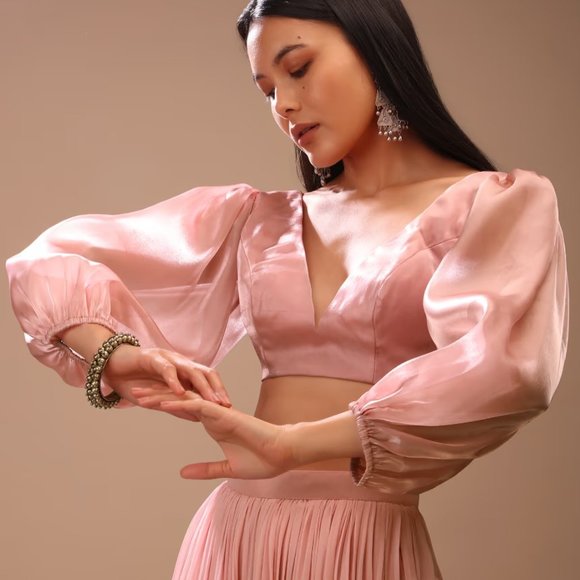 Indian Peachskin Blouse In Organza For Women - Picture 4 of 4